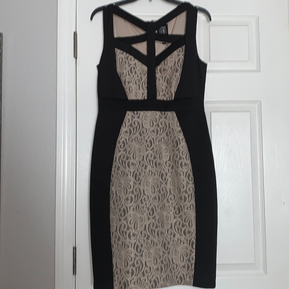 JC Penney Jax Brand Black and Tan Lace Dress